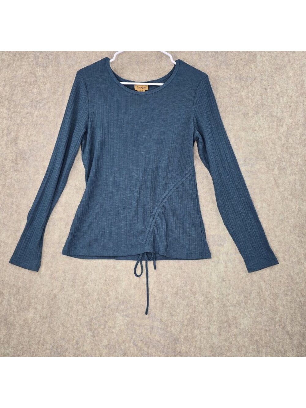 Wrangler Womens Ribbed Long Sleeve Top Size L Polyester & Rayon Blend
